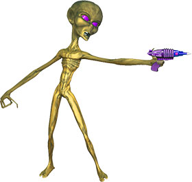space alien with a ray gun