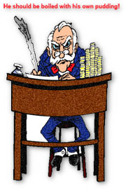 scrooge at his desk clipart