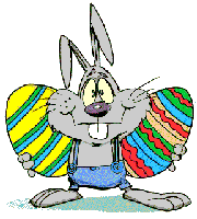 Easter bunny and colored eggs