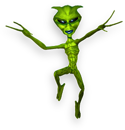 green alien with horns