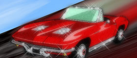 red corvette graphic - sports car