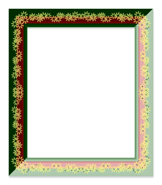 red, green picture frame
