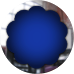 dark blue glass button with metal frame design