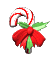 candy cane with red ribbon