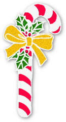 candy cane with gold ribbon