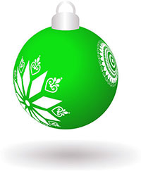 green ornament with snowflakes