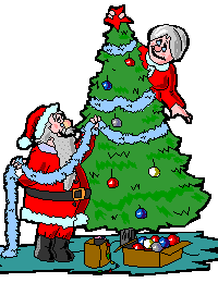 Santa decorating the tree