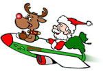 Santa and Rudolph in sleigh