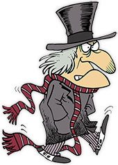 Scrooge walking