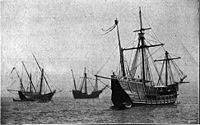 Columbus's fleet at anchor JPG file