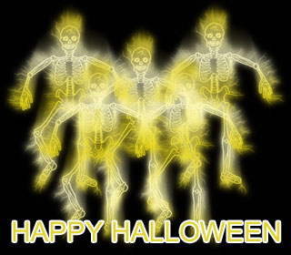 happy halloween clipart with ghosts and skeletons