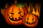 scary jack-o-lanterns with fire