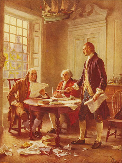 Benjamin Franklin, John Adams, and Thomas Jefferson