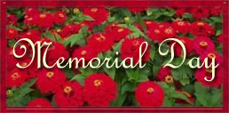 Memorial Day with red and green flowers