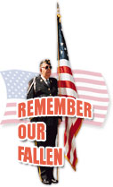 remember our fallen with flag and veteran