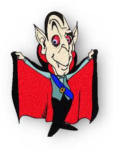 Dracula and his black cape. Clipart for web pages.