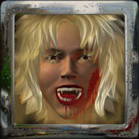 young blonde vampire that has been sucking a lot of blood