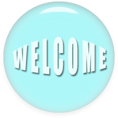 welcome button blue round glass